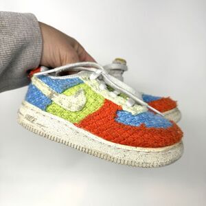 Nike Air Force 1 Low Shoes Toddler Size 8C Blue Red Green Chenille DV2194-400